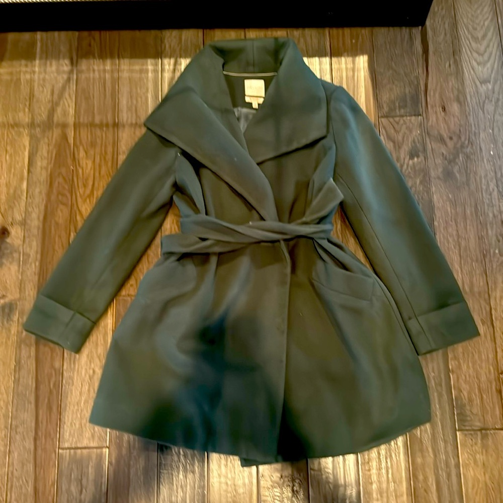 The Limited Dark Green Pea Coat with Belt
